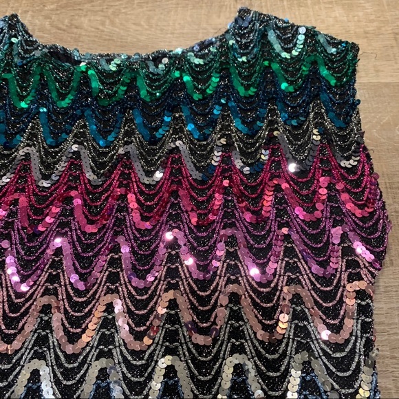 Vintage Justine Todd Rainbow Sequin Blouse | Small - Picture 2 of 6
